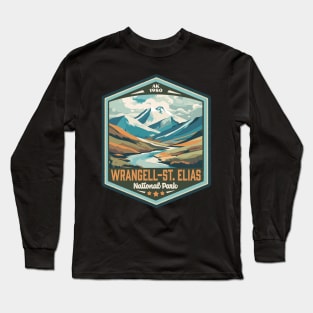 Wrangell-St Elias  National Park Vintage WPA Style Outdoor Badge Long Sleeve T-Shirt